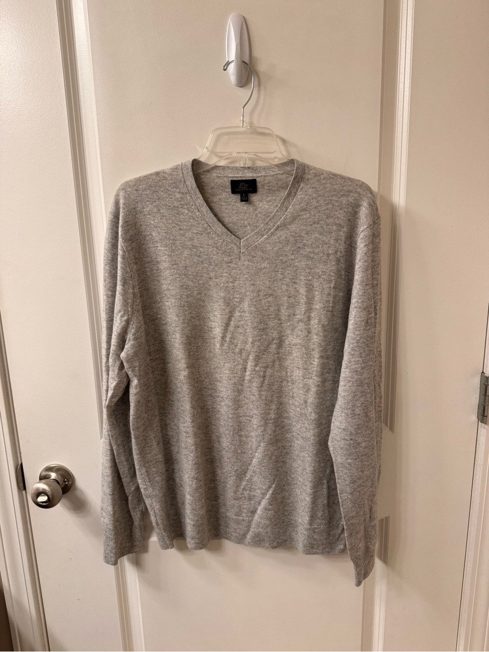 J. Crew Men's Cashmere V-Neck Sweater in Heather Gray